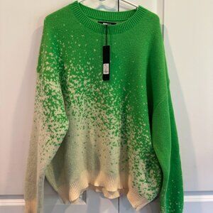 Fashion Nova Two Tone Crewneck Sweater Green/Combo XL